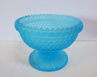 REPLACEMENT Fairy Lamp Base Only, Frosted Blue Candle Holder, Hobnail Pattern - Oak Hill Vintage