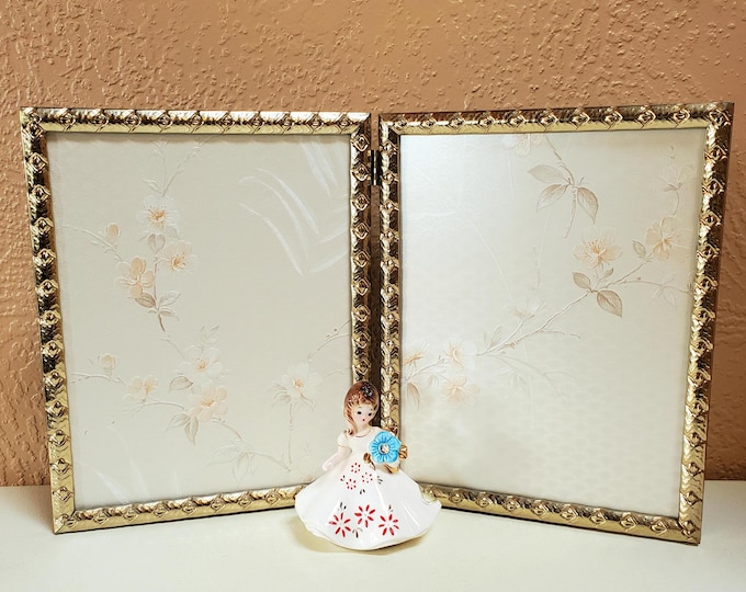 Holds 8 X 10 Photo, Double Hinged Picture Frame, Gold Tone Metal ...