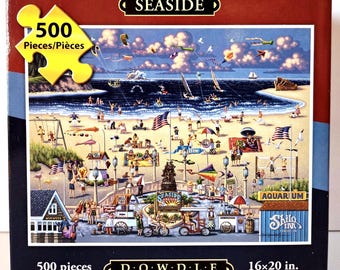 Seaside Oregon 500 Pieces Jigsaw Puzzle, Dowdle Folk Art, Pacific Beach, PRE-OWNED