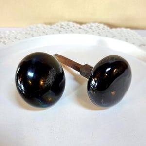 Antique Black Porcelain Doorknobs and Connecting Shaft- Oak Hill Vintage