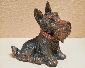 Cast Metal Scottish Terrier Bank Scottie Scotty Dog Bank, NO Key - Oak Hill Vintage