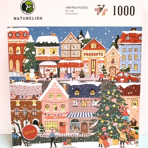 Christmas Street View Puzzle, 1000 Pieces Jigsaw, Glitter, PRE-OWNED - Oak Hill Vintage