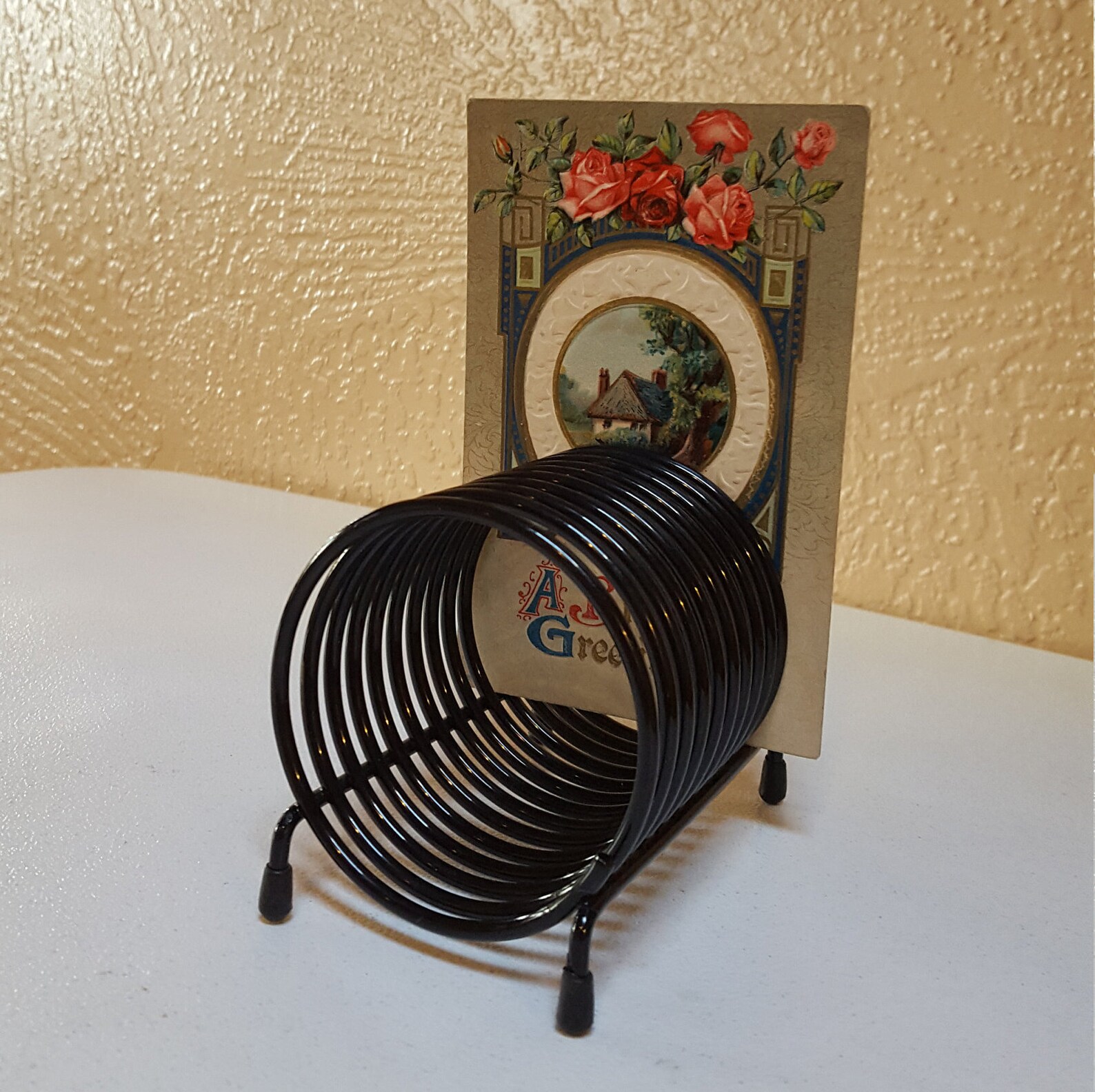 Spiral Letter Holder Metal Wire Slots Desk Organizer Black Etsy