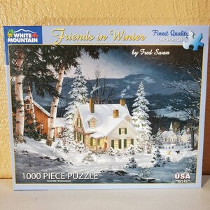 White Mountain Winter Cross Stitch 1000 Piece Jigsaw Puzzle
