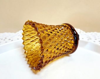 Diamond Candle Votive Holder Insert, Amber Gold Wedding Decor, Romantic Lighting, Vintage Peg Cup
