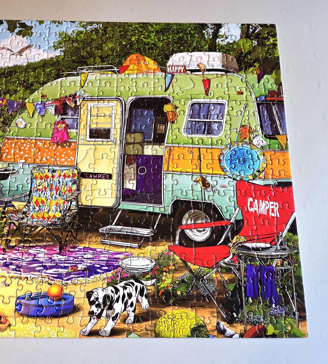 Shape Puzzle Rv Happy Camper Puzzle 500 Piece Jigsaw, Camp Lake Trailer Tent Dog, PRE ...