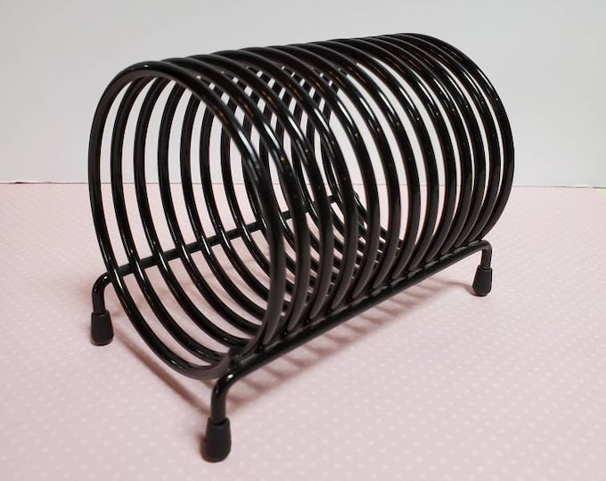 Spiral Letter Holder, BLACK Metal Wire Slots, Desk Organizer, Coil Oak
