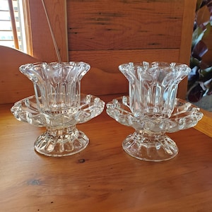 Votive Candle Holders, Partylite Chantilly, Cup Inserts, Candlestick, Matching Set, Scalloped Ribbed - Oak Hill Vintage