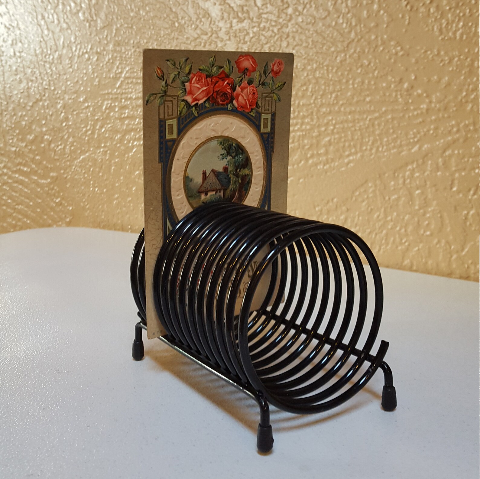 Spiral Letter Holder Metal Wire Slots Desk Organizer Black Etsy