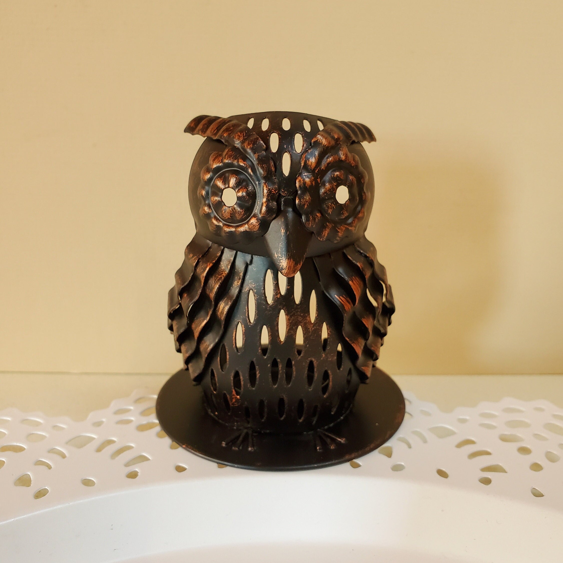 PartyLite OWL Metal Cutouts, Brown Copper, Fragrance Holder, Smart Scents - Oak Hill Vintage