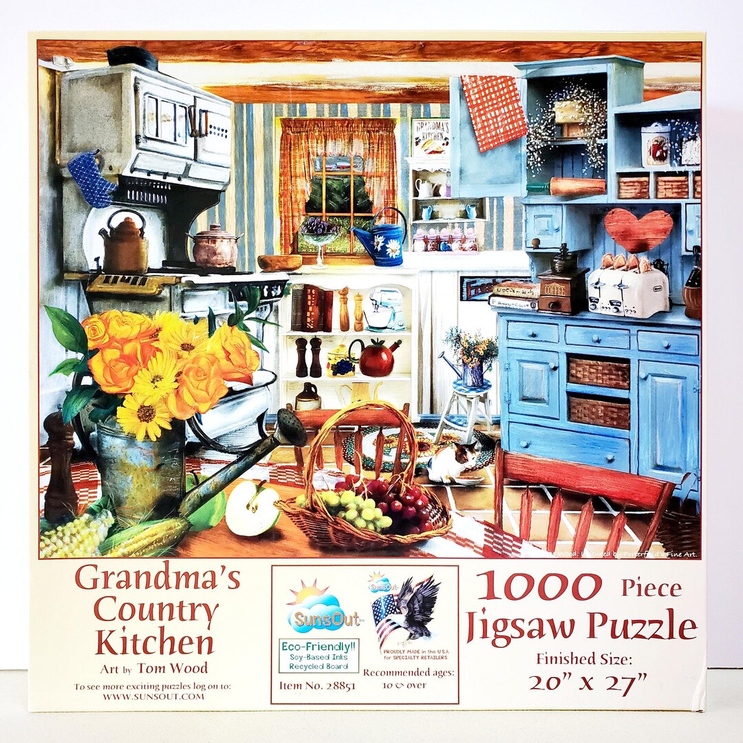 希少 JOHN EINERSSEN JIGSAW PUZZLE 1000PCS Grandma's Country Kitchen Puzzle 1000 Piece Jigsaw, Sunsout USA