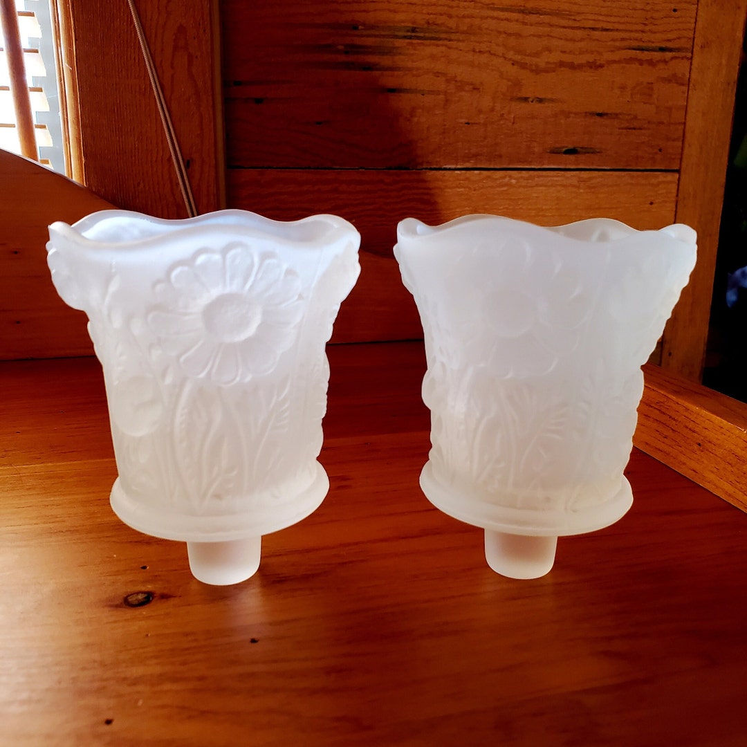 Set of Frosted Votive Candle Holders Ornate Flower Pattern Etsy