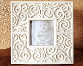 Lenox Picture Frame, Dots Swirls, Fine China, Cream - Oak Hill Vintage Lot BB