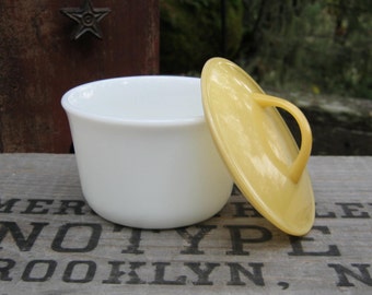Pyrex Milk Glass Sugar Bowl With Yellow Lid