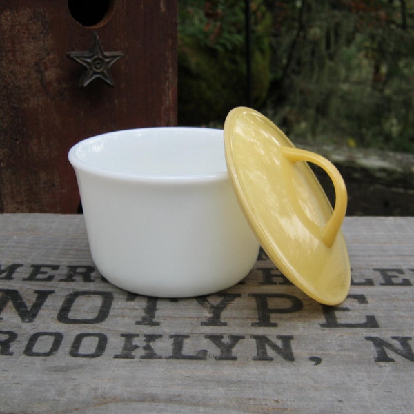 Pyrex Milk Glass Sugar Bowl With Yellow Lid