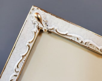 Holds 8 x 10 Picture, Metal Picture Frame, Whitewashed, Scalloped - Oak Hill Vintage Lot AB