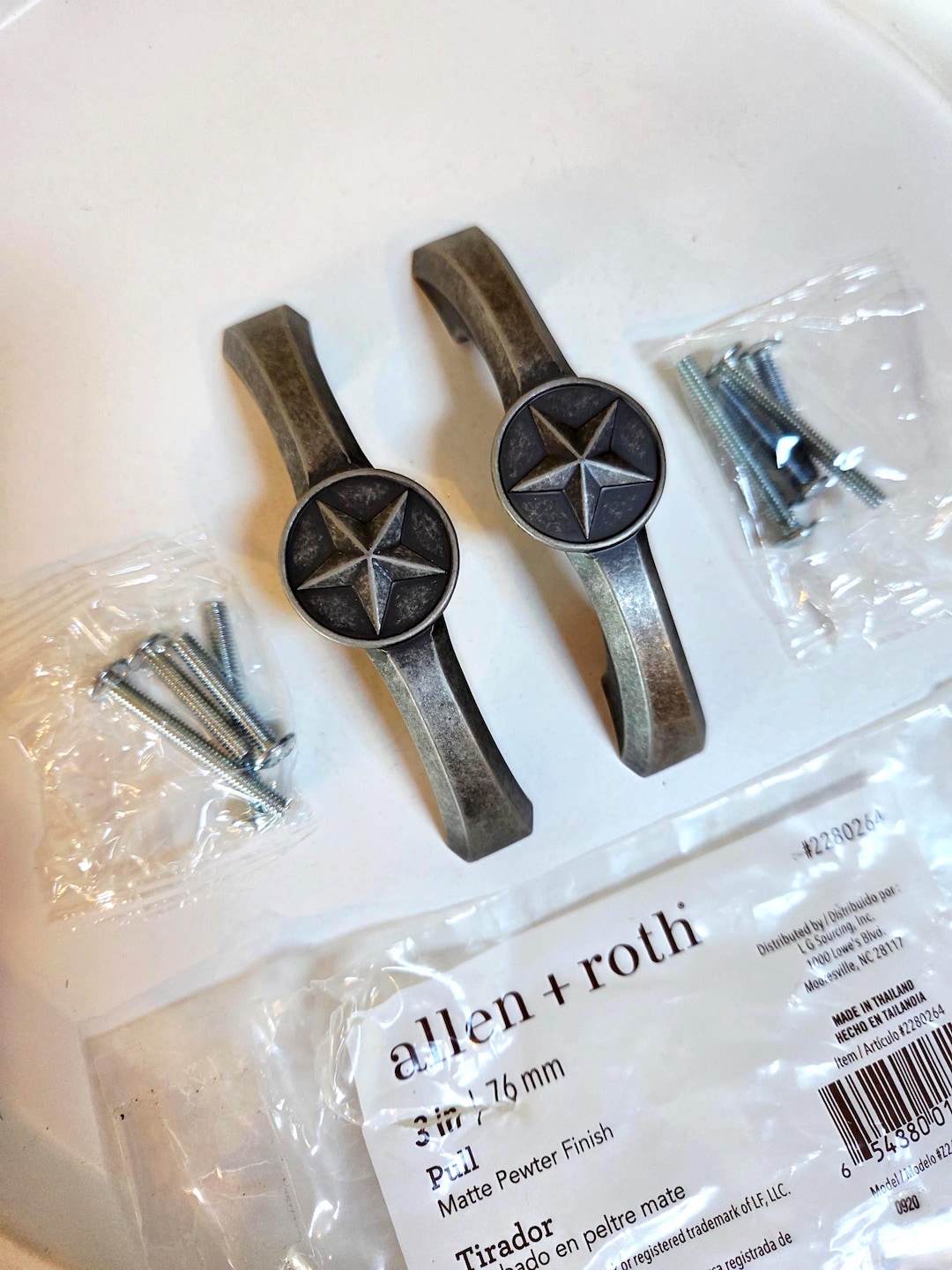 2 Star Handle Pulls, Allen & Roth, Hardware, Made Thailand, Matte ...