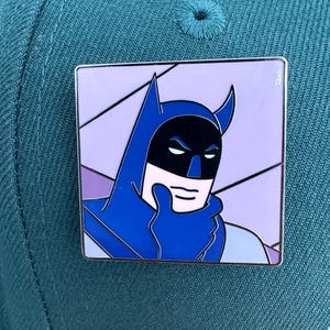 Thinking Batman hard enamel pin.