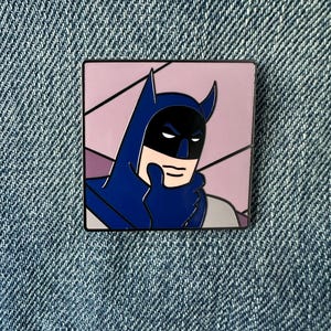 Thinking Batman hard enamel pin.