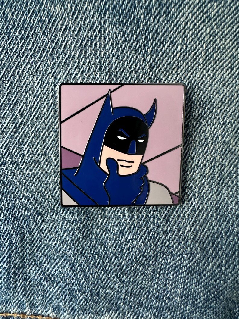 Thinking Batman hard enamel pin.