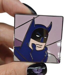 Thinking Batman hard enamel pin.