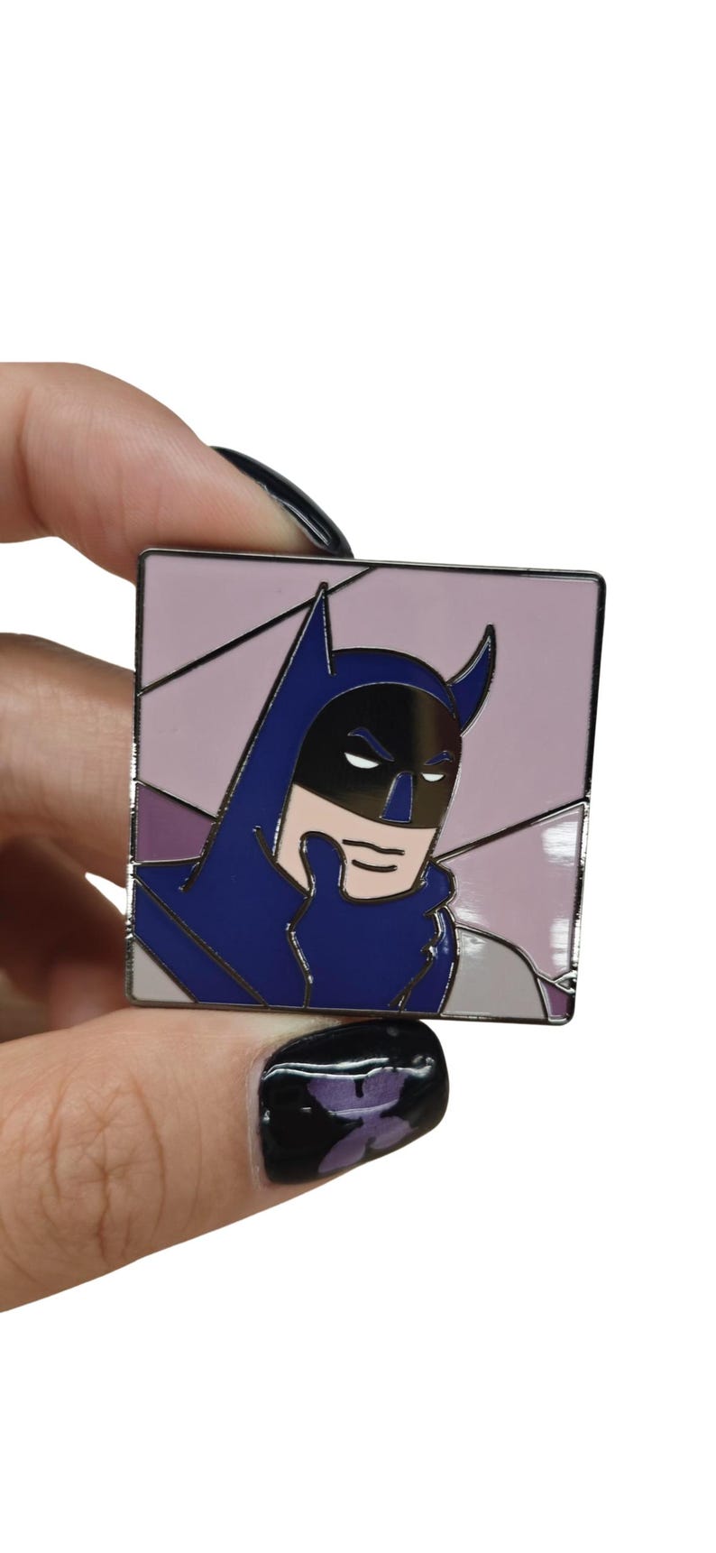 Thinking Batman hard enamel pin.