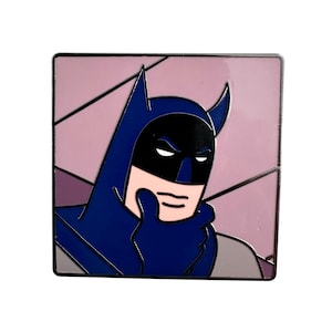 Thinking Batman hard enamel pin.