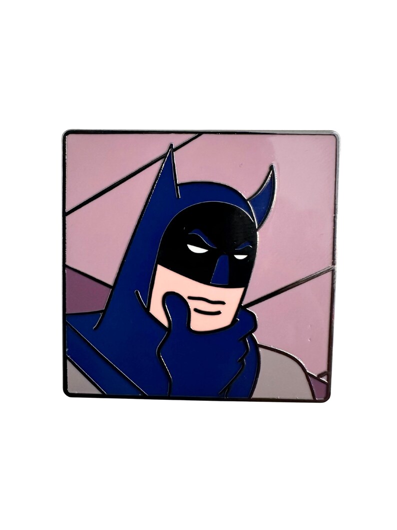 Thinking Batman hard enamel pin.