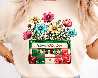 ビバ・メキシコ PNG | メキシコの花 PNG、メキシコの花柄 | メキシコの花 PNG | シンコ・デ・マヨ シャツ デザイン | メキシコ昇華プリント |