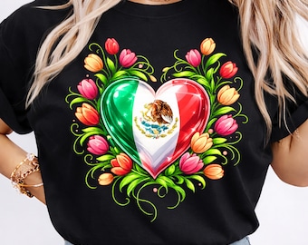メキシコの花柄PNG | メキシコのハートPNG | メキシコ国旗PNG | メキシコのプライドPNG | ビバ・メキシコTシャツデザイン | メキシコ昇華プリント