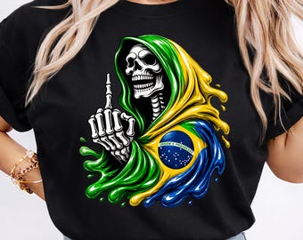 ブラジルスカルデザインPNG | ブラジルプライドシャツ | ブラジル国旗シャツPNG | ブラジル昇華プリントデザイン | ブラジルアート