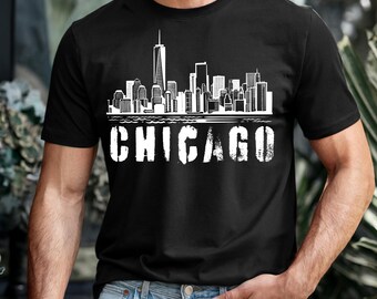 シカゴのスカイラインPNG | シカゴシャツPNG | シカゴTシャツデザイン | シカゴグラフィック | ユニークなシカゴTシャツ | I Love Chicagoシャツ