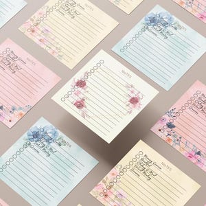 Floral Printable Square Notepad Template, Memo Pad, Memo Sheet, To Do List Notepad, Memo Pads, Flower, 3x3 Notes, Sticky Notes, Print