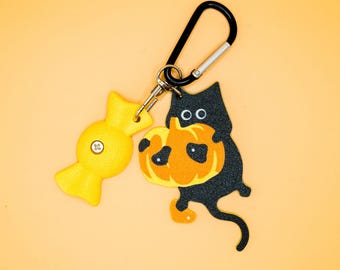 Pumpkin Cat-sleutelhanger Halloween-editie