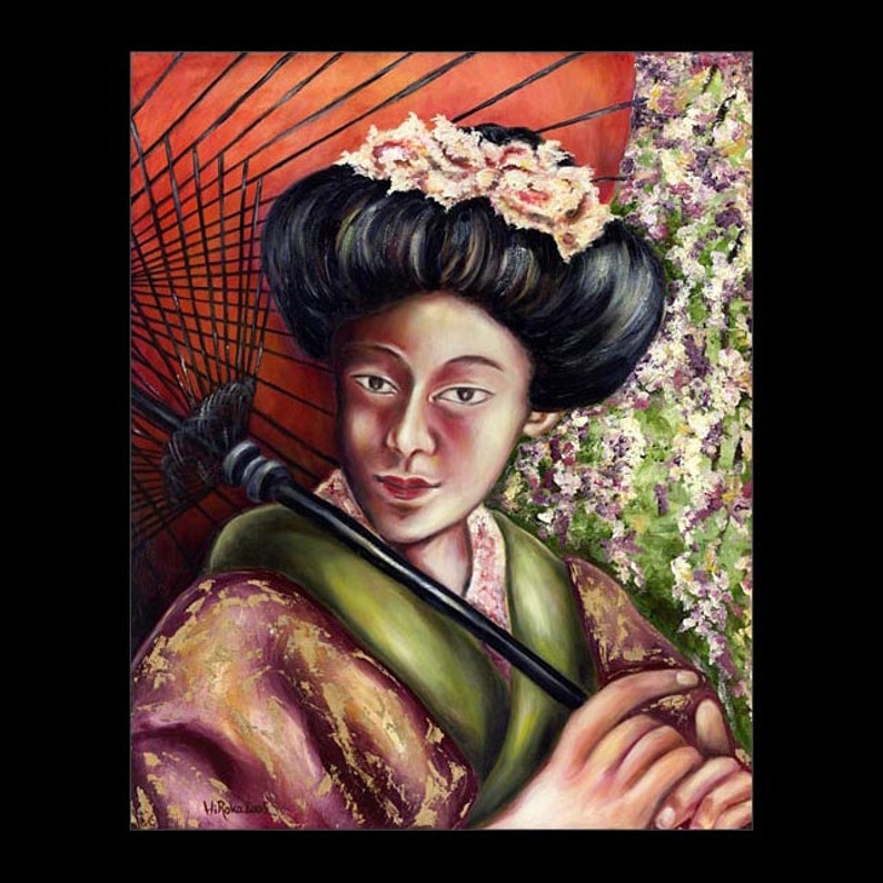 24x30 Original Oil Painting Nadeshiko from the theme of Japanesque of Hiroko Sakai Fine Art image 2