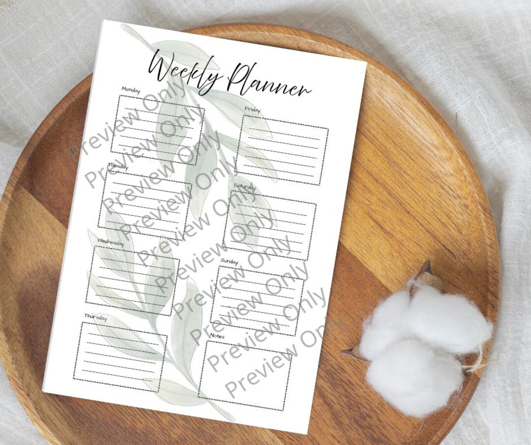 Minimalist Weekly Planner | Printable PDF | A4 Weekly Organizer ...