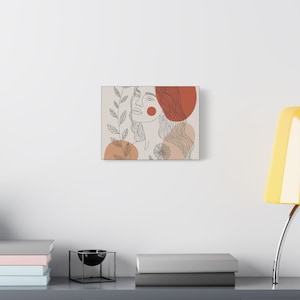 Matte Canvas wall art Boho Woman Line Art Print Minimalist Terracotta Wall Art Modern Female Poster Aesthetic Home Decor Stretched, 1.25&quot;