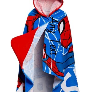 Personlig Spiderman-handduk med huva, 100 % bomull, klädponcho, Avengers, barn, badhandduk, badsjal, pojkar, skötmorgonrock bild 3