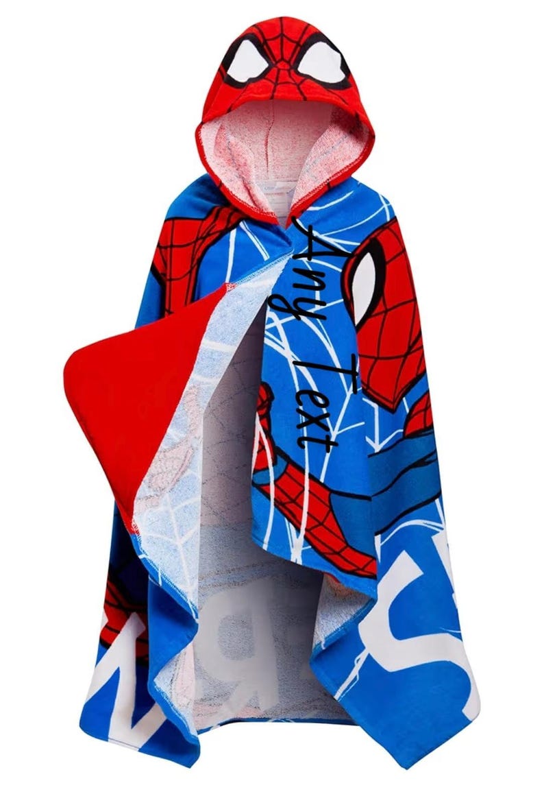 Personlig Spiderman-handduk med huva, 100 % bomull, klädponcho, Avengers, barn, badhandduk, badsjal, pojkar, skötmorgonrock bild 3