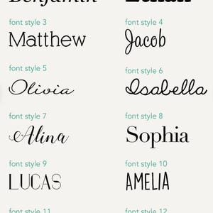 May include: A collection of names in various font styles, including Benjamin, Ethan, Matthew, Jacob, Olivia, Isabella, Alina, Sophia, Lucas, Amelia, Charlotte, and Mason. Each name is displayed in a different font, showcasing a variety of design options.