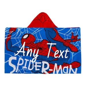 Personlig Spiderman-handduk med huva, 100 % bomull, klädponcho, Avengers, barn, badhandduk, badsjal, pojkar, skötmorgonrock bild 1