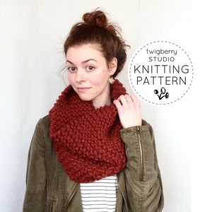Cowl Knitting PATTERN, Knit Cowl Pattern, Chunky Knit Cowl Pattern, Infinity Scarf Pattern, Knit Cowl Pattern, Chunky Cowl, Neckwarmer, Easy image 1