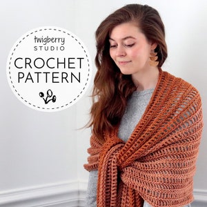 Crochet Scarf PATTERN, Crochet Shawl Pattern, Easy Crochet Wrap Pattern, Wrap Scarf, Long Scarf, Ribbed Crochet Ombre Gradient Scarf Pattern