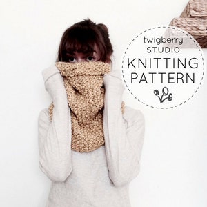 Cowl Knitting PATTERN, Knit Cowl Pattern, Knit Scarf Pattern, Neckwarmer Knit Pattern, Fall Cowl Pattern, Hooded Cowl Pattern, Easy, Snood image 1