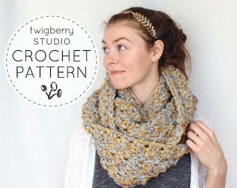 Crochet Scarf PATTERN, Crochet Cowl Pattern, Chunky Cowl Pattern,  Infinity Scarf Pattern, Chunky Scarf Pattern, Crochet Infinity Pattern