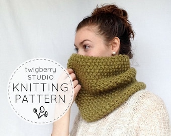 Cowl Knitting PATTERN Chunky Knit Cowl Pattern Infinity Scarf Pattern Instant Download PDF Pattern Wool Fall Scarf Infinity Scarf Beginner