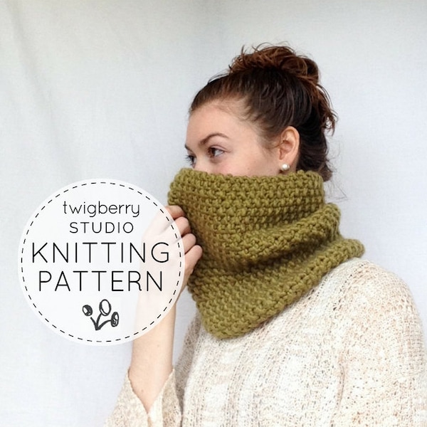 Cowl Knitting PATTERN Chunky Knit Cowl Pattern Infinity Scarf Pattern Instant Download PDF Pattern Wool Fall Scarf Infinity Scarf Beginner