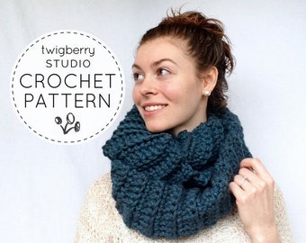 Crochet Scarf PATTERN, Chunky Cowl Pattern, Crochet Cowl Pattern, Chunky Crochet Infinity Scarf Pattern, Crochet Infinity Scarf Pattern