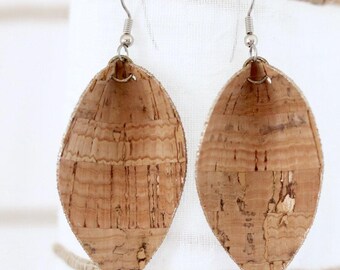 Kurkbladoorbellen, oorbellen bohoblad, oorbellen geverfd kurk, boho kunstleerblad, lichtgewicht kurkoorbellen, goud, herfstoorbellen