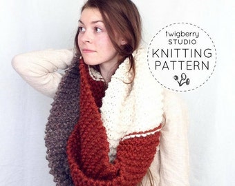 Scarf KNITTING PATTERN, Knitting Pattern Scarf, Big Scarf Pattern, Chunky Scarf Pattern, Infinity Scarf Pattern Chunky Infinity Pattern Cowl